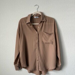 Workshop Republic Beige Button-Up Blouse